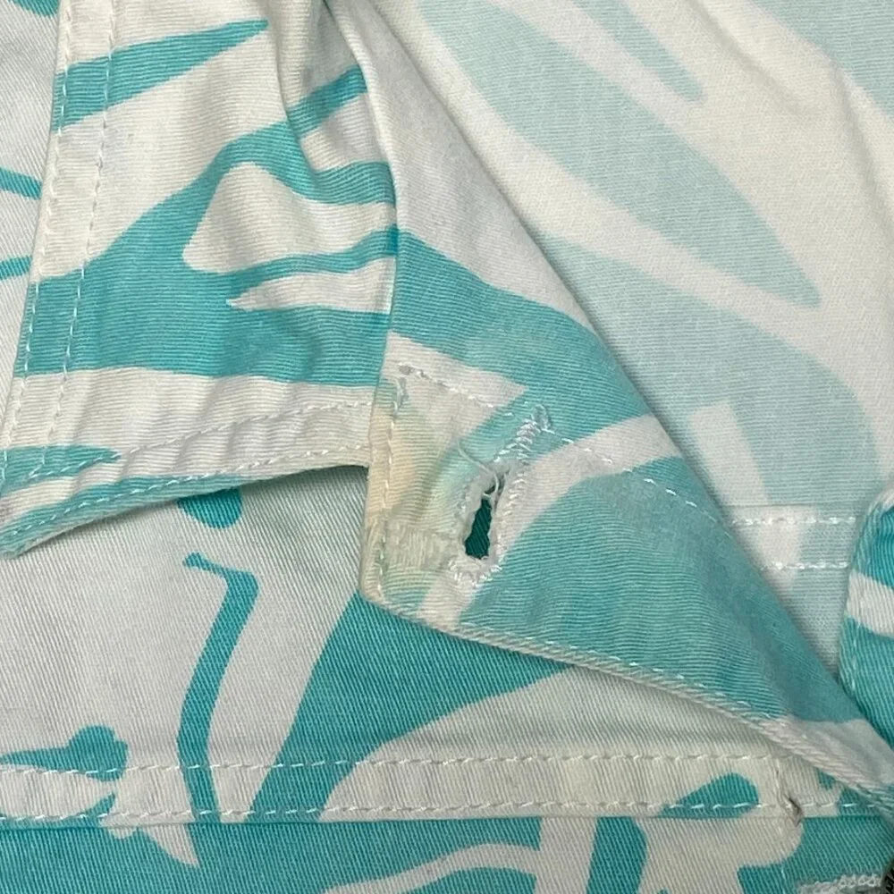 Impulse California Trucker Jean Jacket M White Aqua Pop Art Graphic Female Faces - Picture 12 of 12